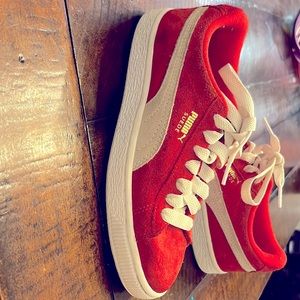 Red Puma Suede size 4 big kid